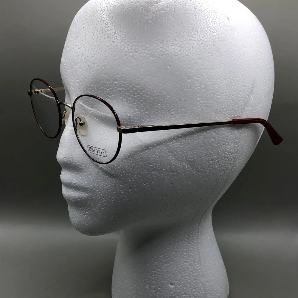 OTIS+GREY OG7016 Dark Red Gold Round Unisex Eyeglasses Demo Lens 51-20-140